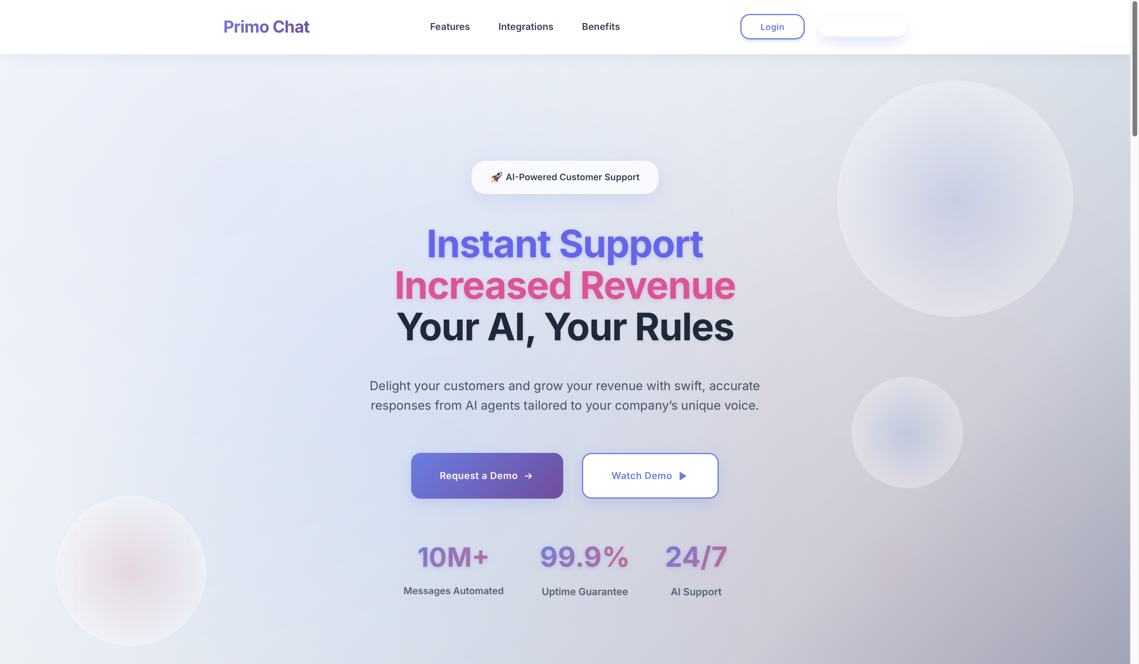 Primo Chat - LLM Customer Support Platform